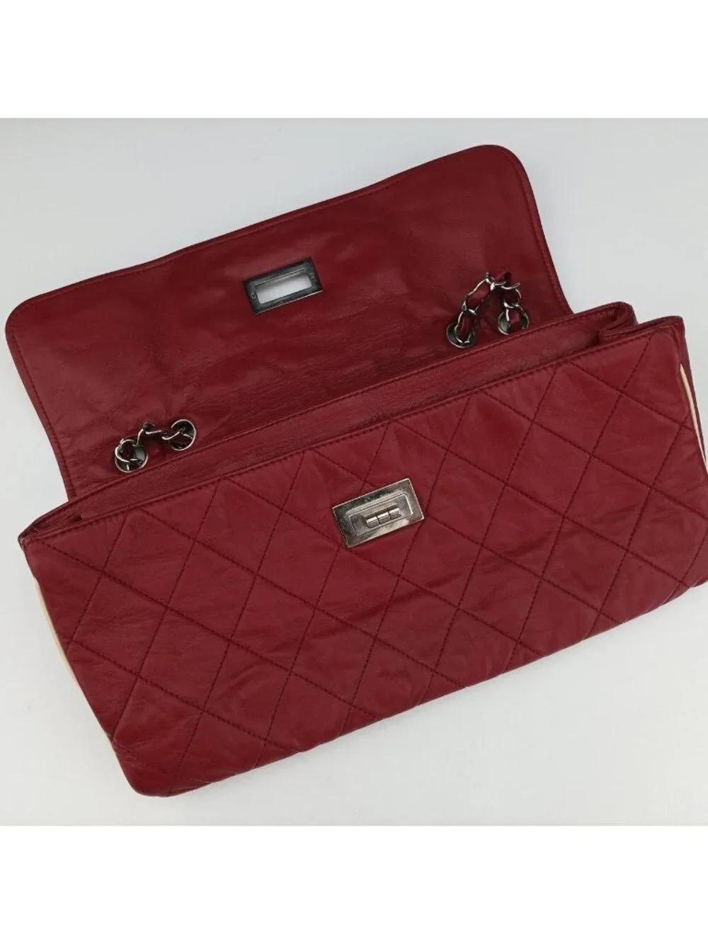 Chanel 2.55 East West Red Leather Handbag